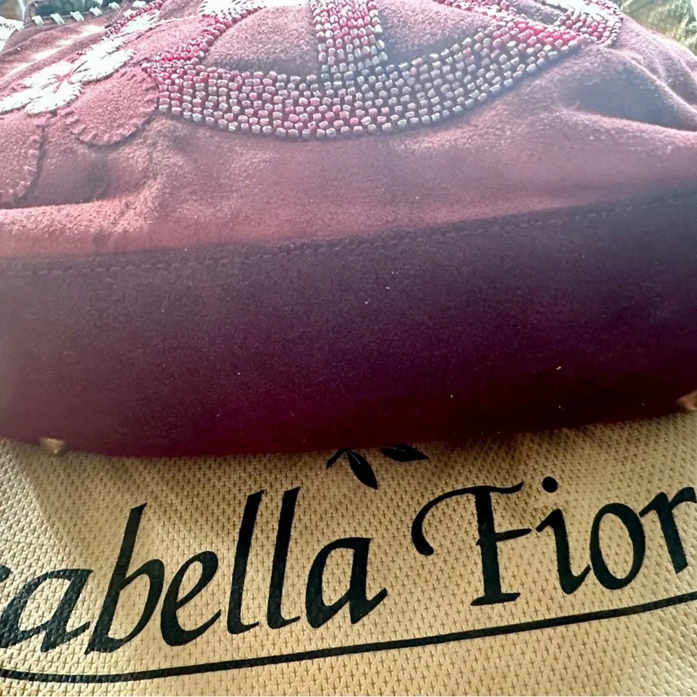 Isabella Fiore Beaded suede LOVE bag in Burgundy. - Picture 3 of 10